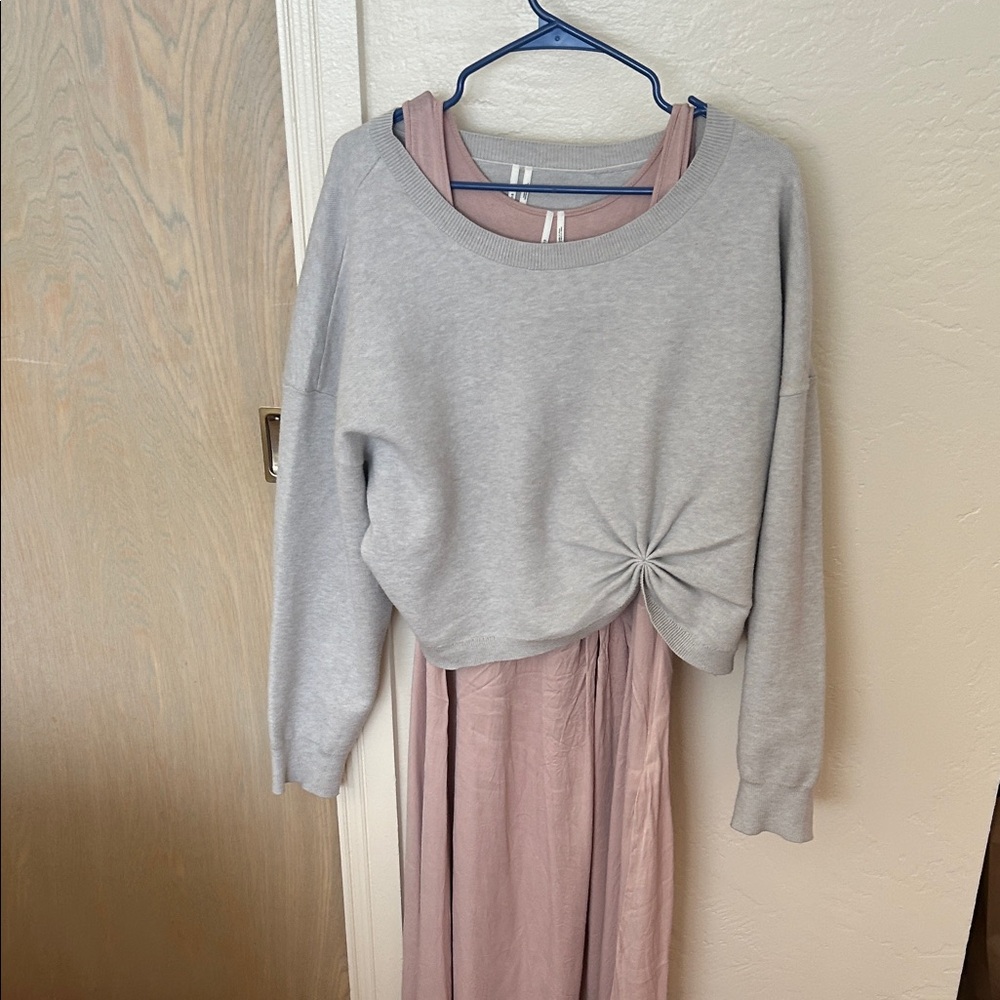 Anthropologie Pink and Gray Knit Set